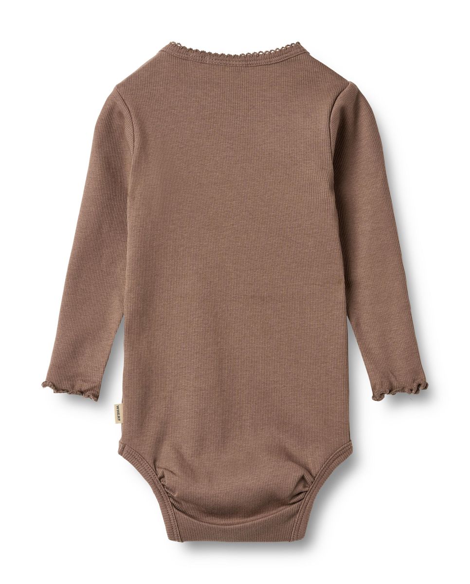 Toffee Brown Long Sleeve Bodysuit | Wheat