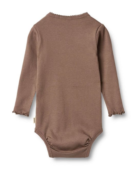 Toffee Brown Long Sleeve Bodysuit | Wheat