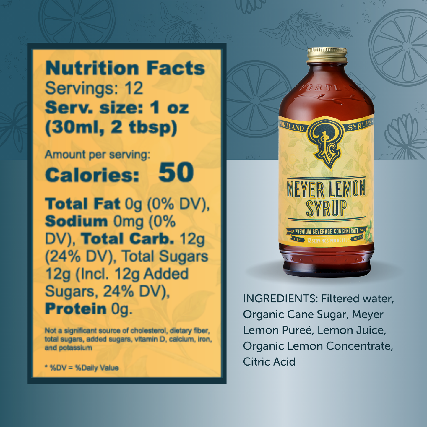 Meyer Lemon Simple Syrup - 12oz | Portland Syrups