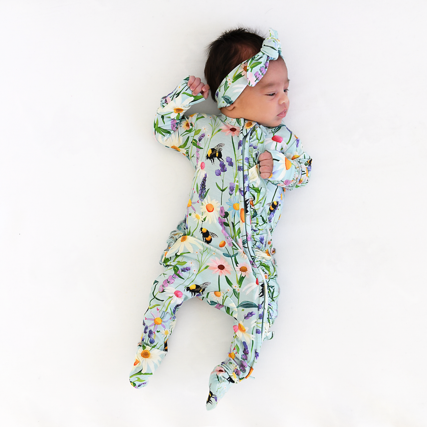 Bumble Ruffle Bamboo Zip Romper | Gigi & Max