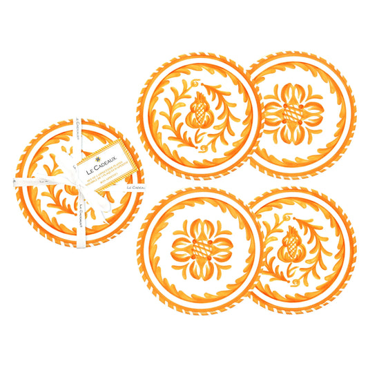 Sicily Orange Appetizer Plates Set/4 | Le Cadeaux