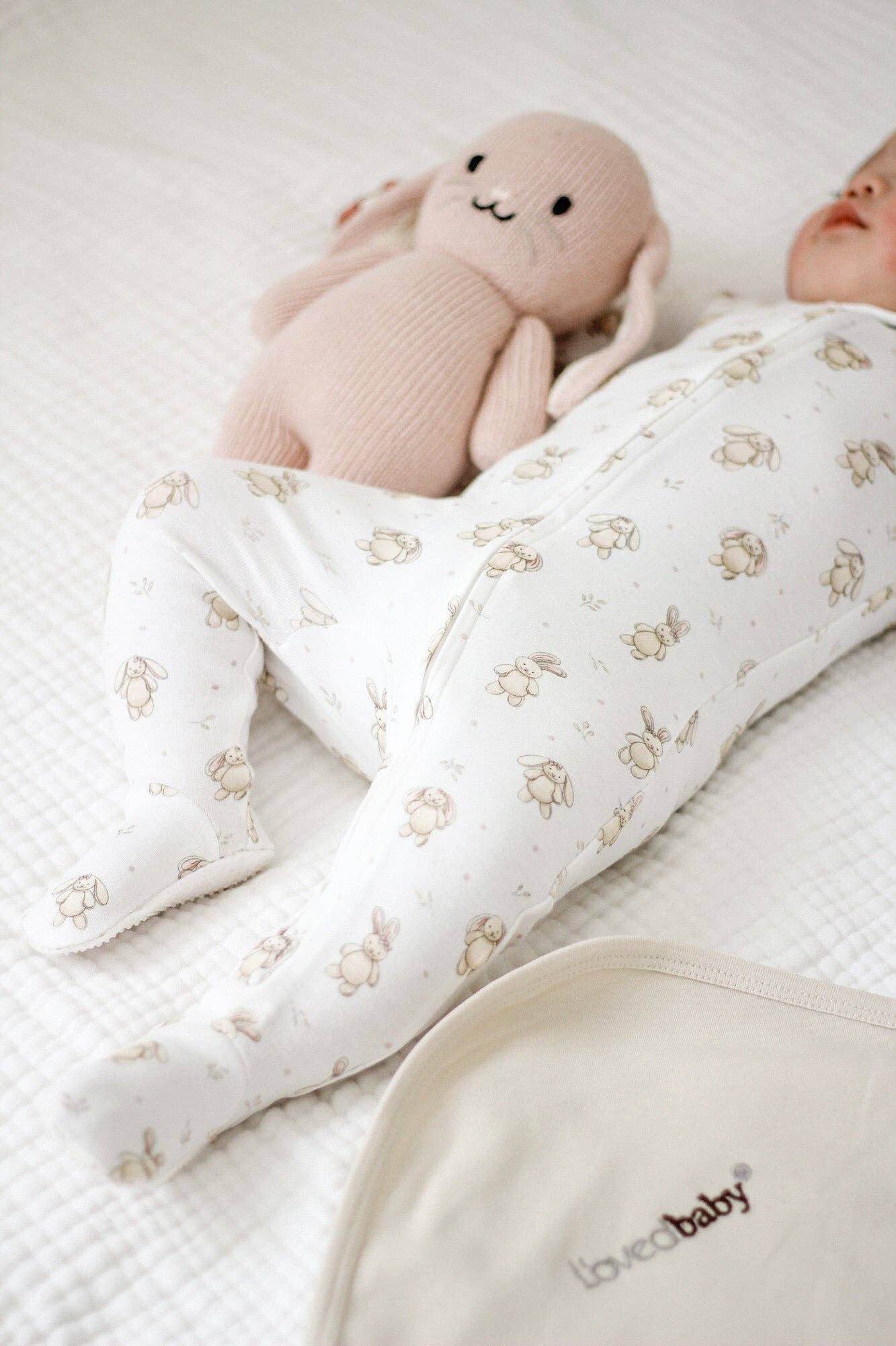Organic 2-Way Zipper Footie in Bunny Biscuit | L'ovedbaby