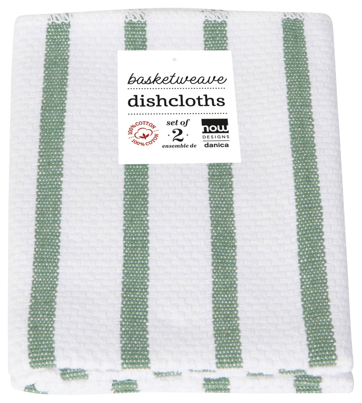 Basketweave Elm Green Dishcloths (Set of 2) | Danica