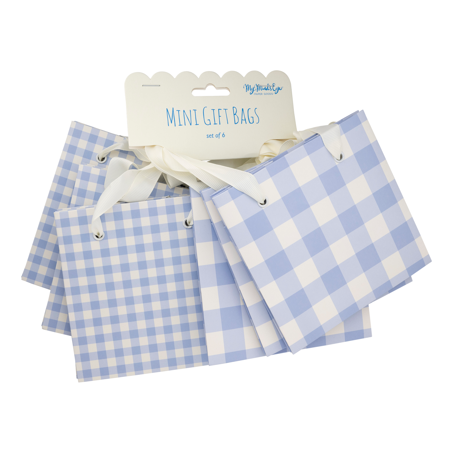Periwinkle Gingham Gift Bag Set | My Mind's Eye