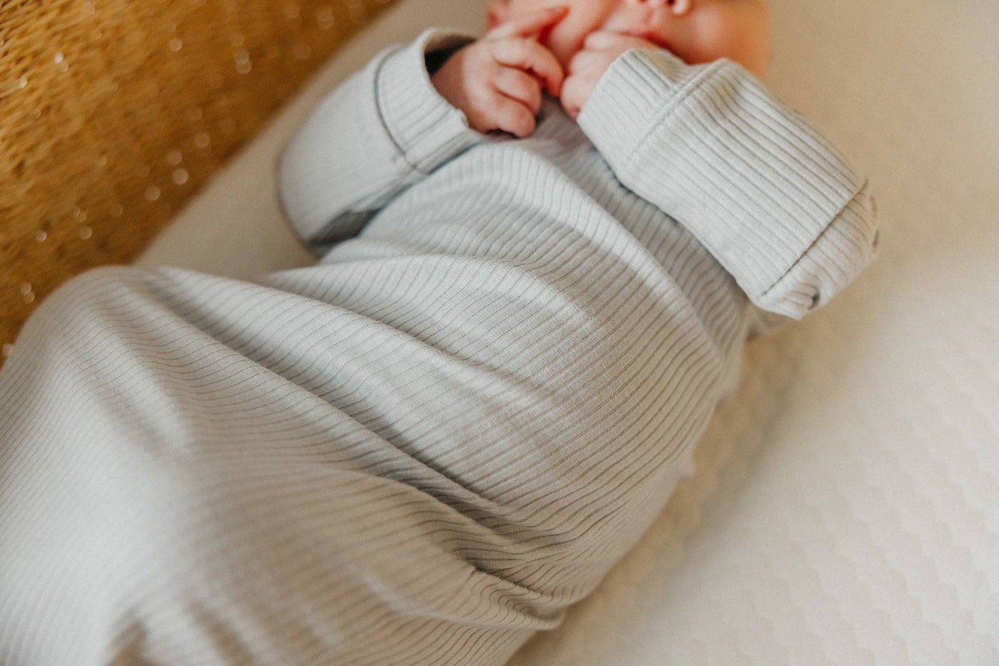 Ash Rib Knit Newborn Knotted Gown | Copper Pearl