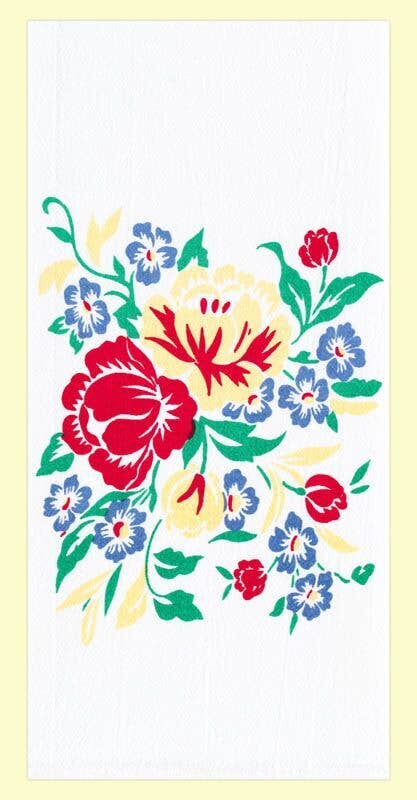 Country Garden Flowers Retro Flour Sack Towel | Red & White Kitchen Company