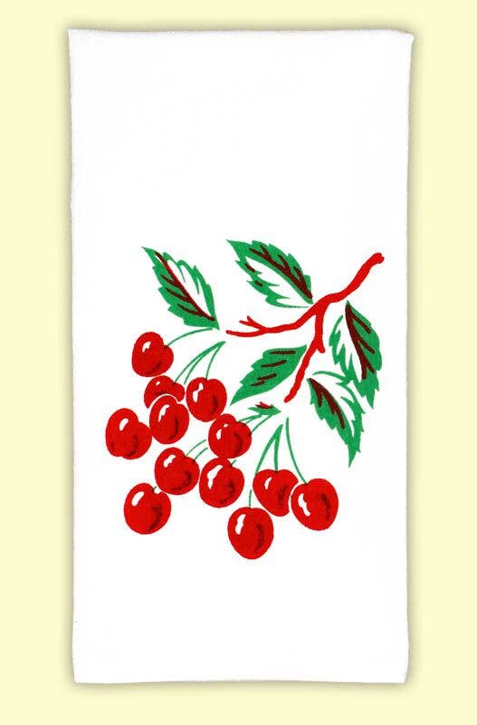 Cherry Retro Flour Sack Towel | Red & White Kitchen Company