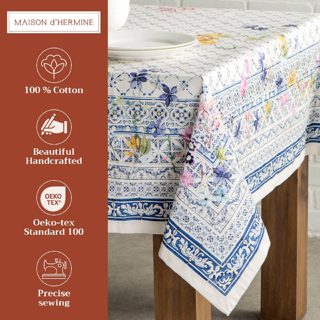Faience Cotton Tablecloth (Various Sizes) | Maison d'Hermine