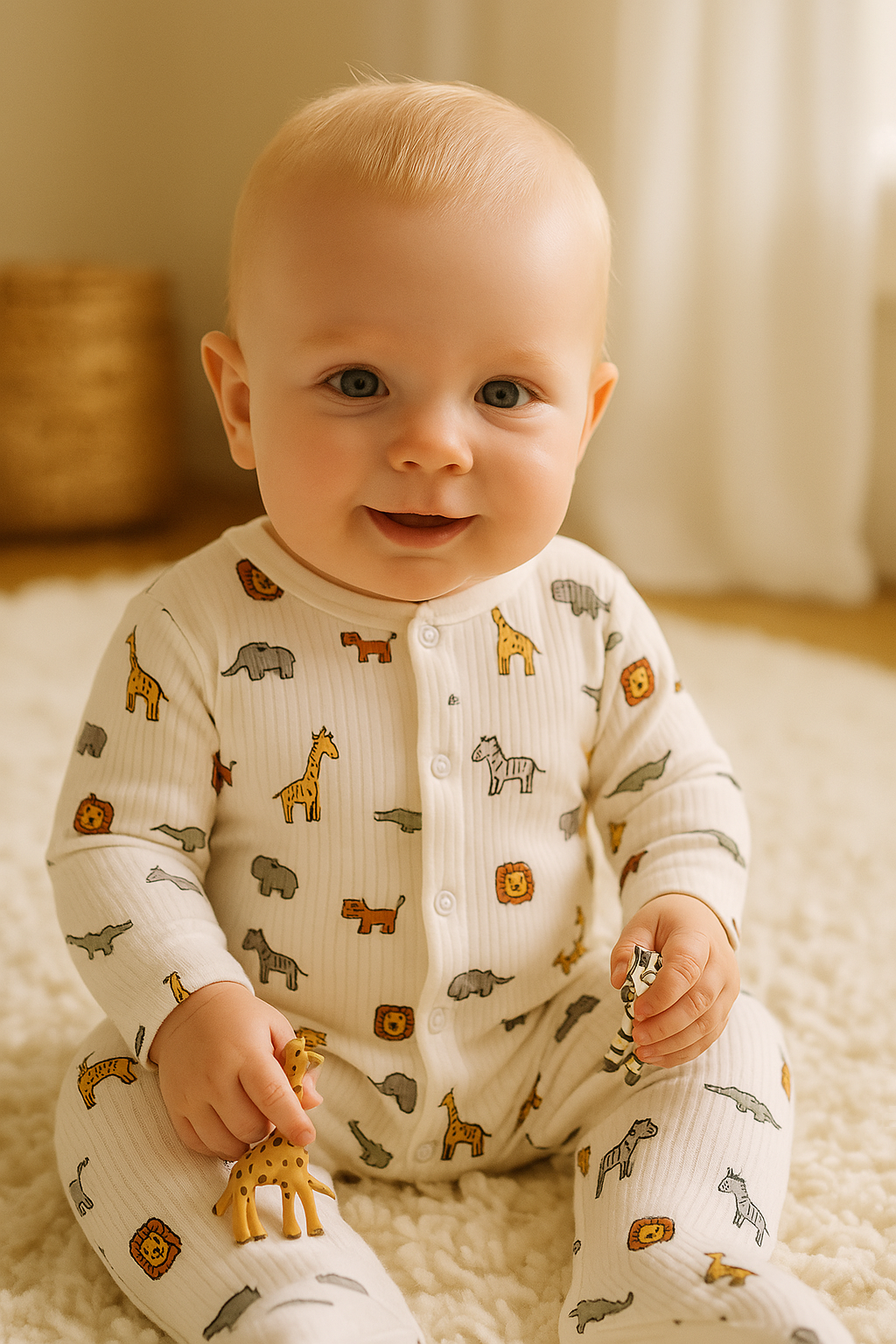 Organic Cotton Safari Ribbed Romper | Himmelberg Baby