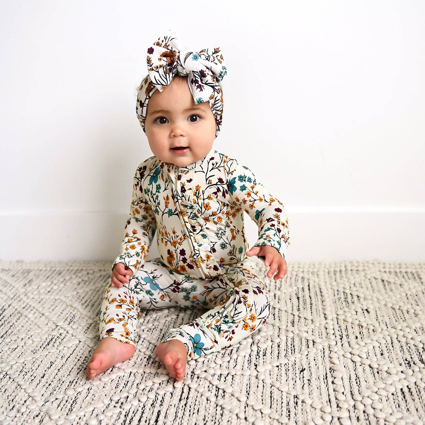 Maren Floral Bamboo Ruffle Romper | Gigi & Max