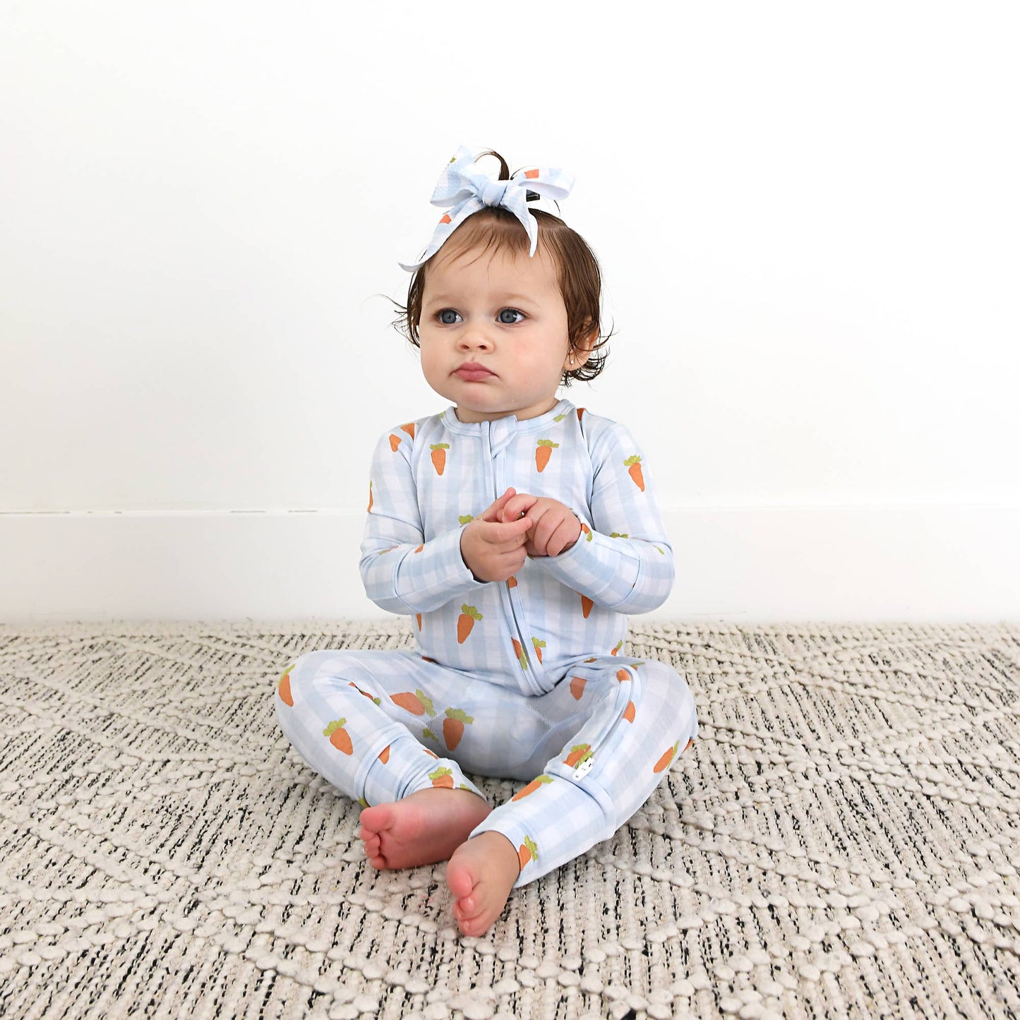 Henry Carrot Gingham Zip Romper | Gigi & Max