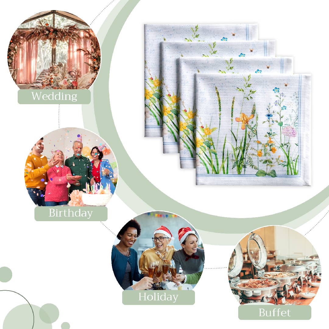 Fleurs De Mai Cloth Napkins - Set Of 4 | Maison d'Hermine