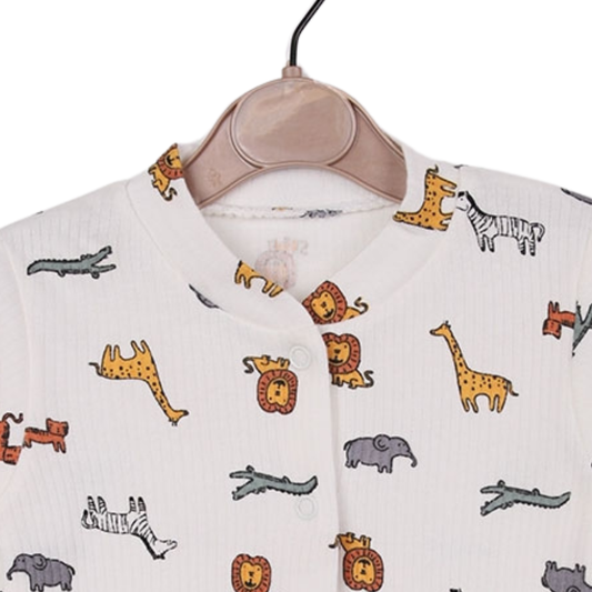 Organic Cotton Safari Ribbed Romper | Himmelberg Baby