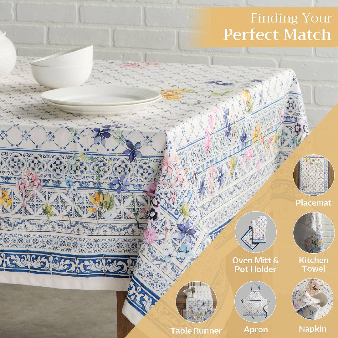 Faience Cotton Tablecloth (Various Sizes) | Maison d'Hermine