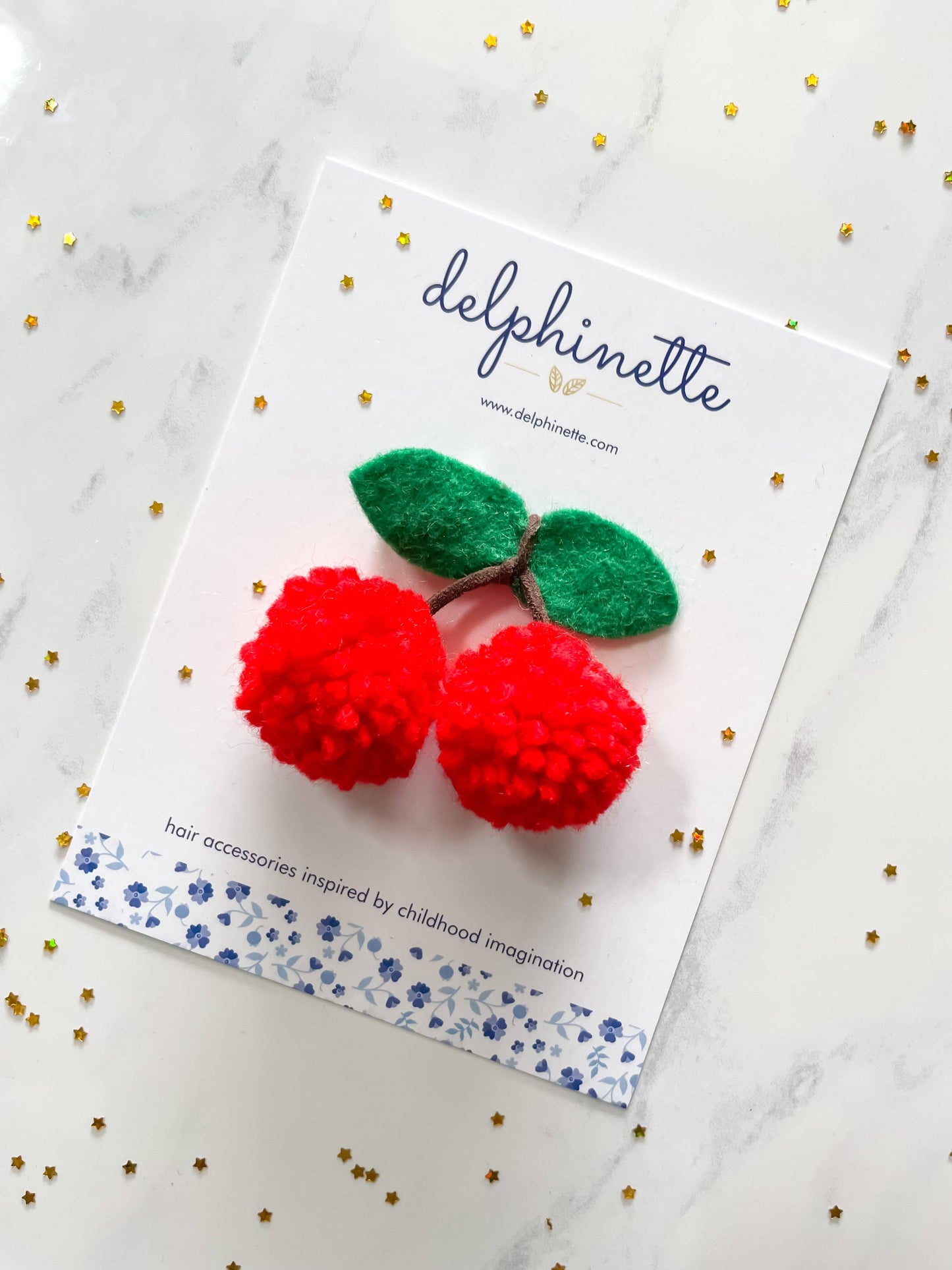 Cherry Pom Pom Hair Tie | Delphinette