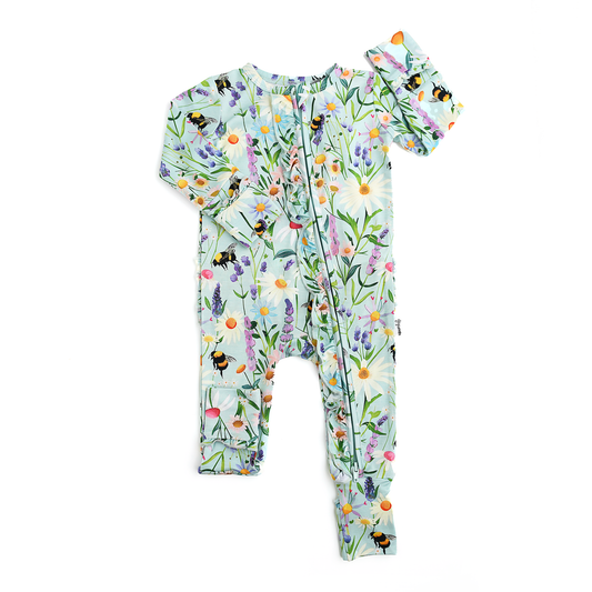 Bumble Ruffle Bamboo Zip Romper | Gigi & Max