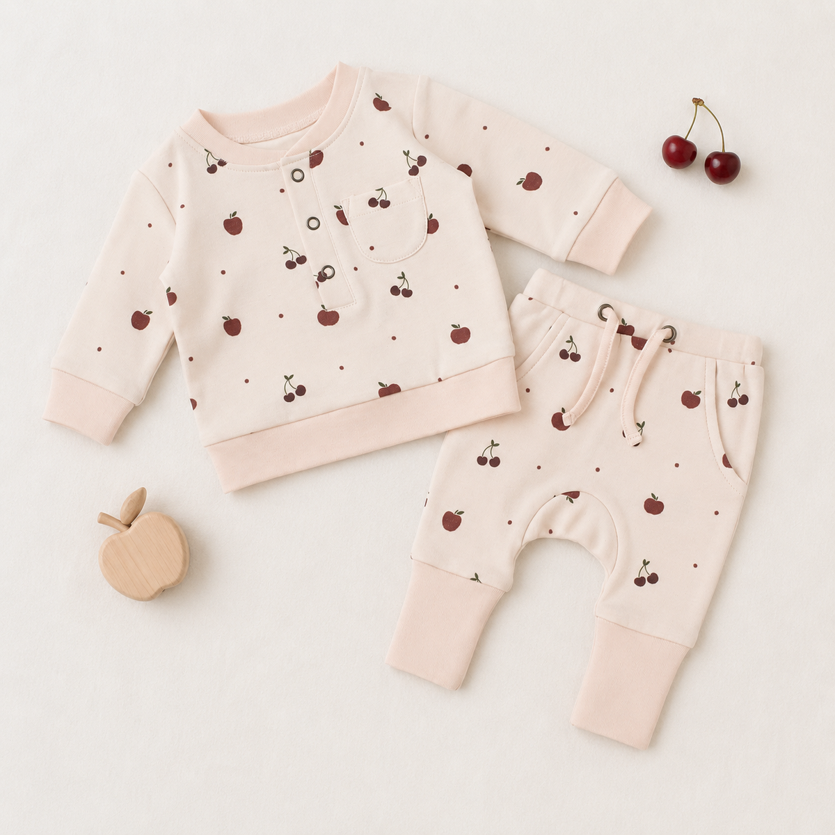 Cherry Apple Organic Sweatshirt & Jogger Set | L'ovedbaby