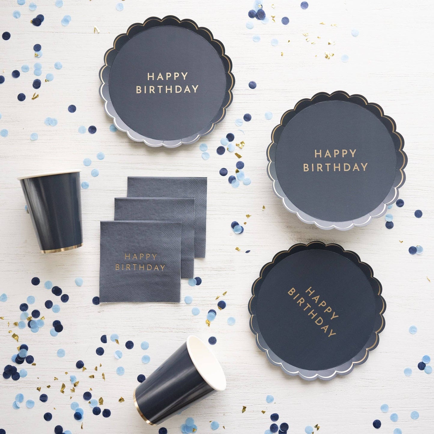 Midnight Blue Signature Happy Birthday Small Plates | Bonjour Fête