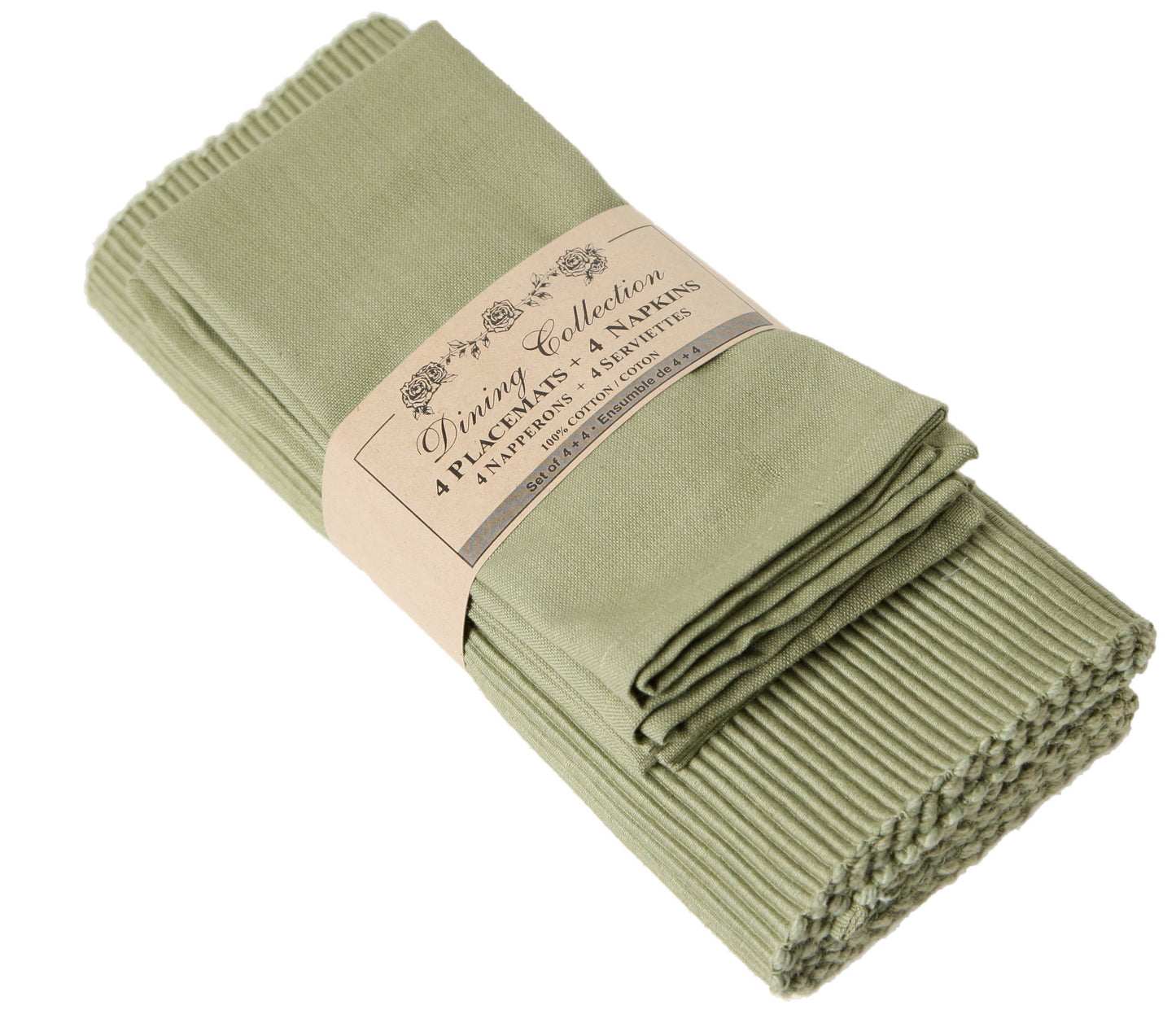 Placemats & Napkins Set (4 of Each) - Sage Green | Accent Linen