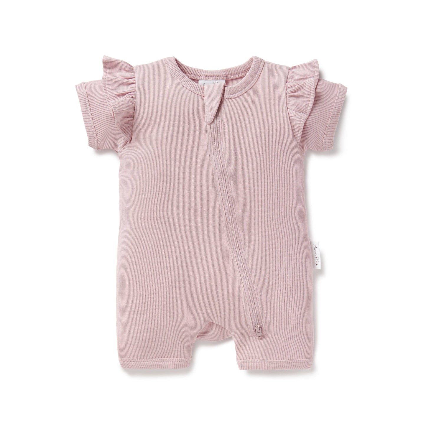 Dawn Pink Rib Zip Shortall | Aster & Oak
