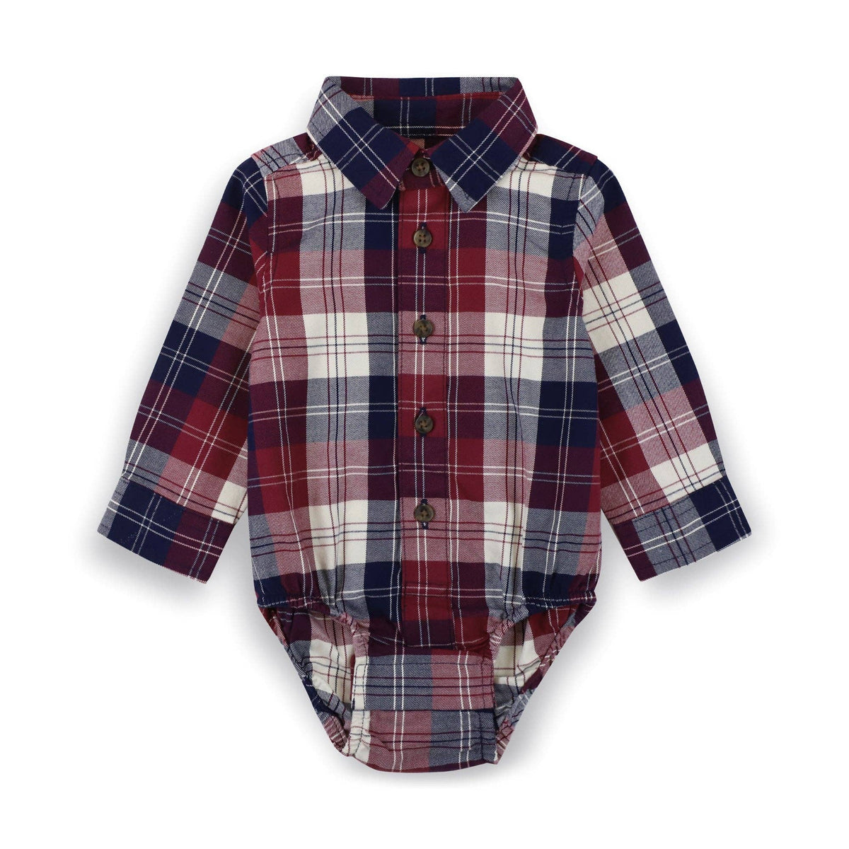 Berry Tartan Button Down Bodysuit | Hope & Henry