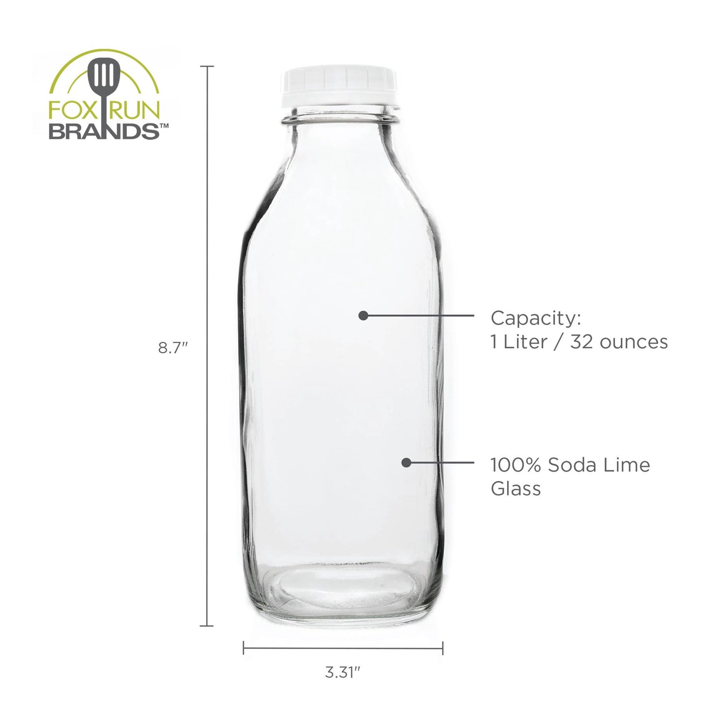 Glass Milk Bottle With Lid | Fox Run Brands