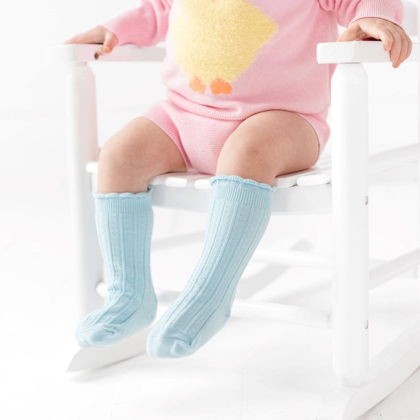 Robin Egg Frill Knee High Socks | Little Stocking Co.