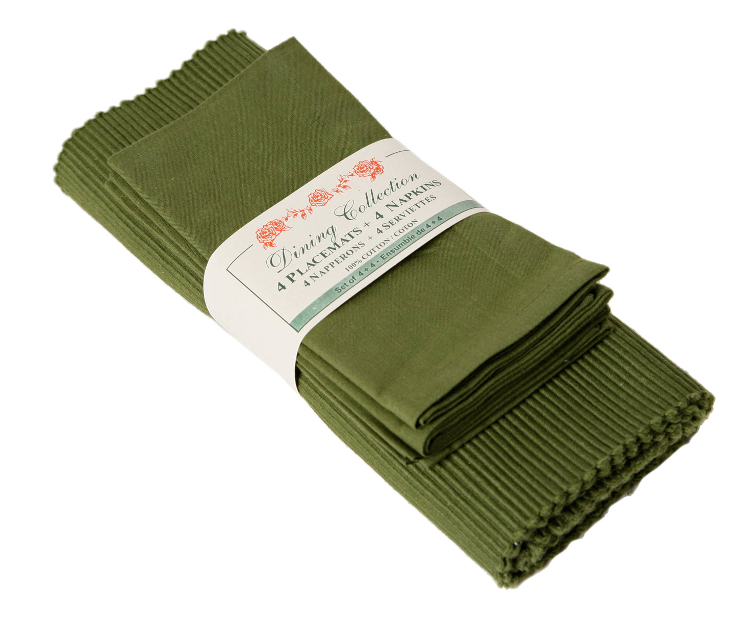 Placemats & Napkins Set (4 of Each) - Henna Moss Green | Accent Linen