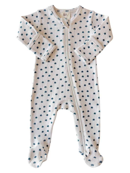 Blue Flower Organic Footie | Siix Collection