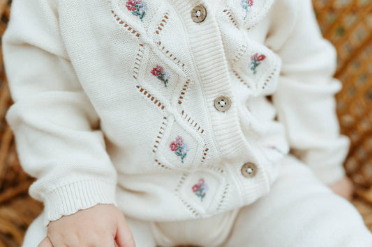 Floral Pointelle Cardigan | Viverano Organics