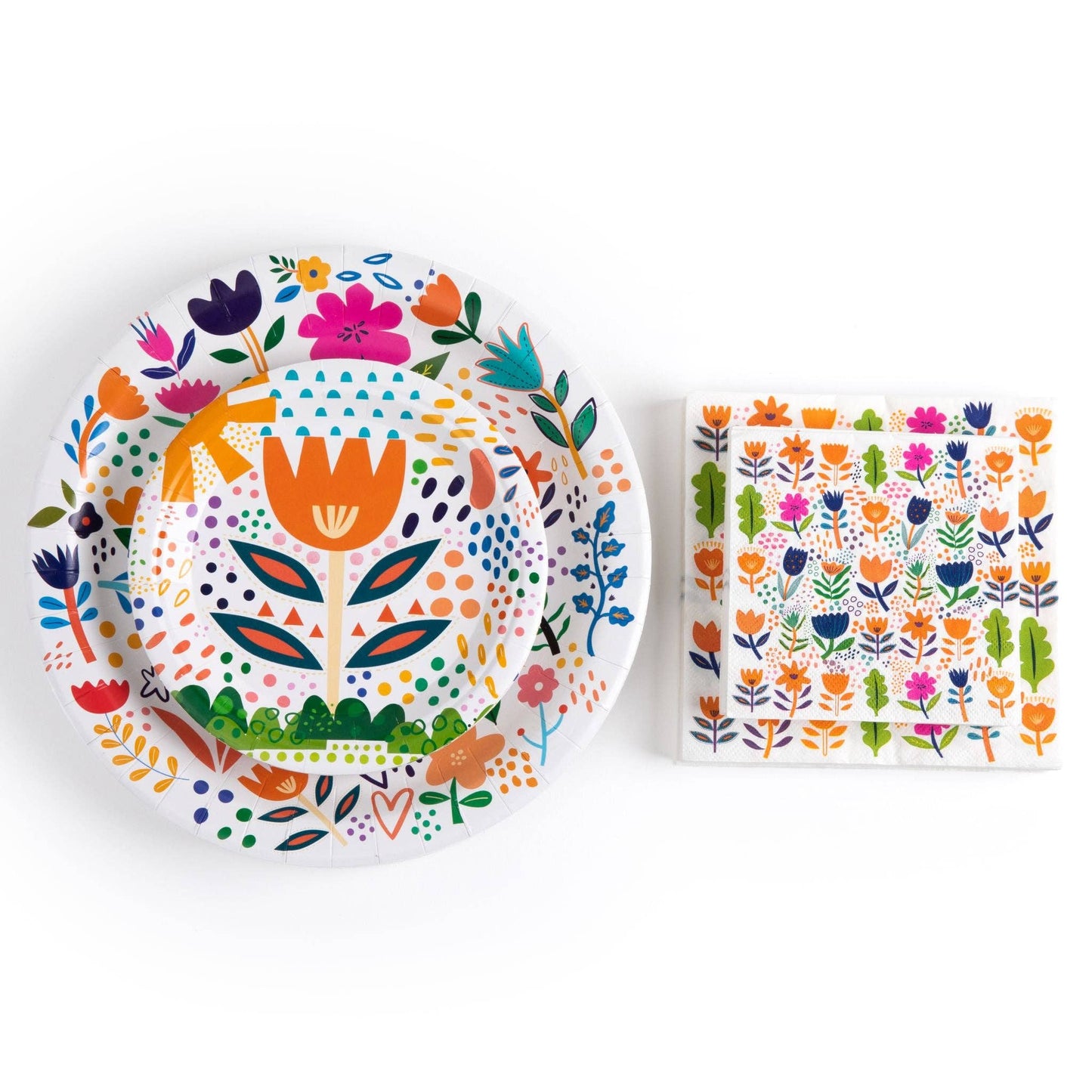 "Blossoming Medley" 80 Piece Paper Plate & Napkin Set | Fabuplates
