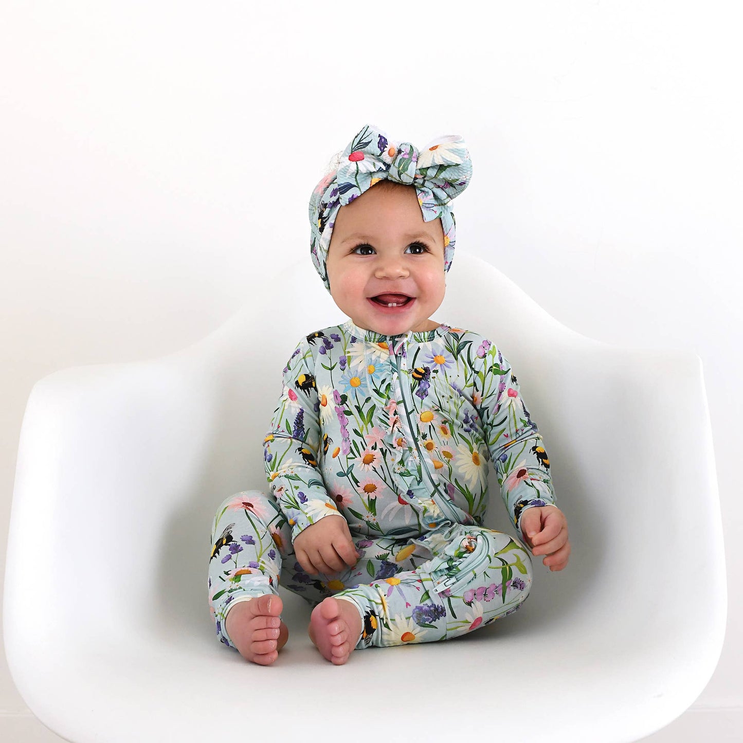 Bumble Ruffle Bamboo Zip Romper | Gigi & Max