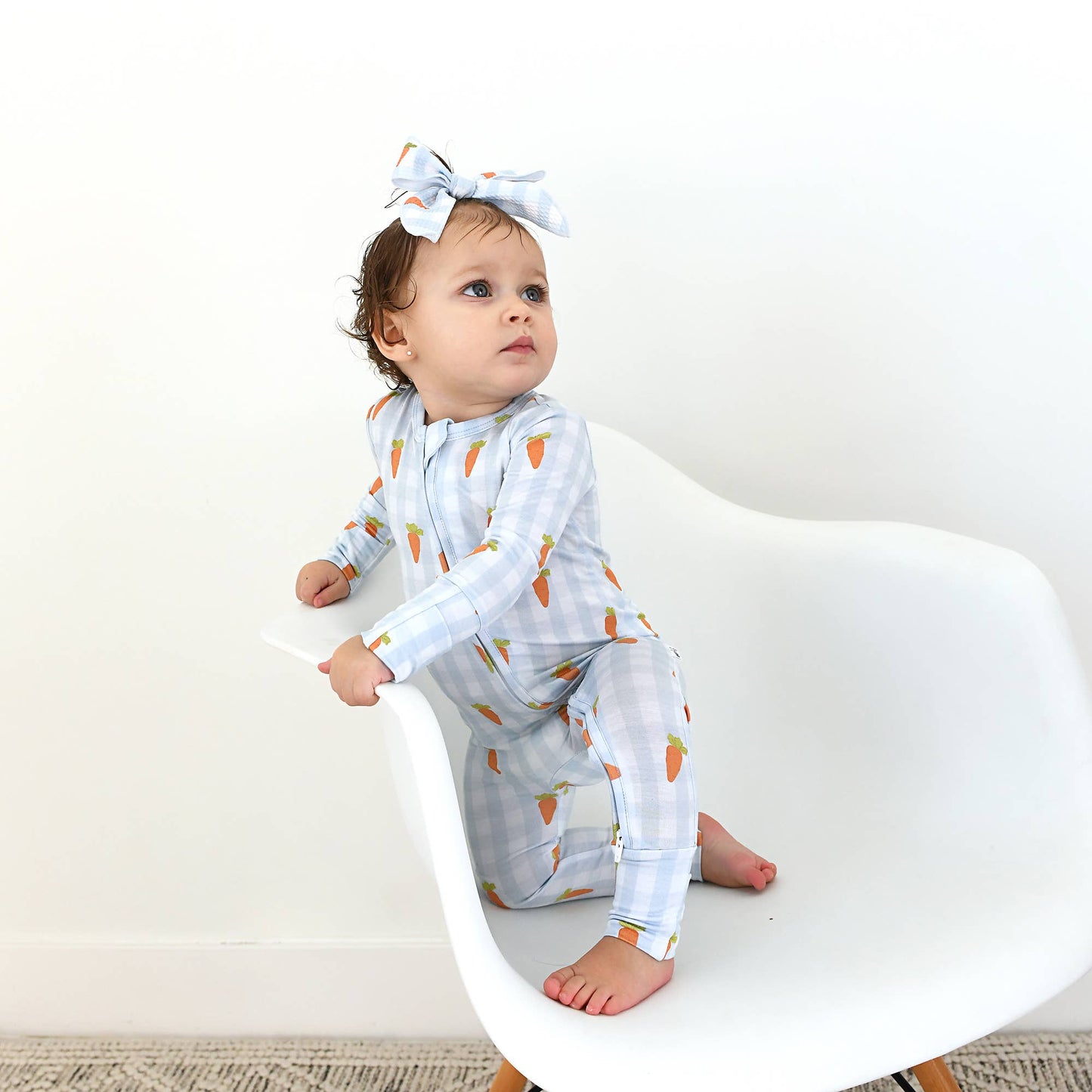 Henry Carrot Gingham Zip Romper | Gigi & Max