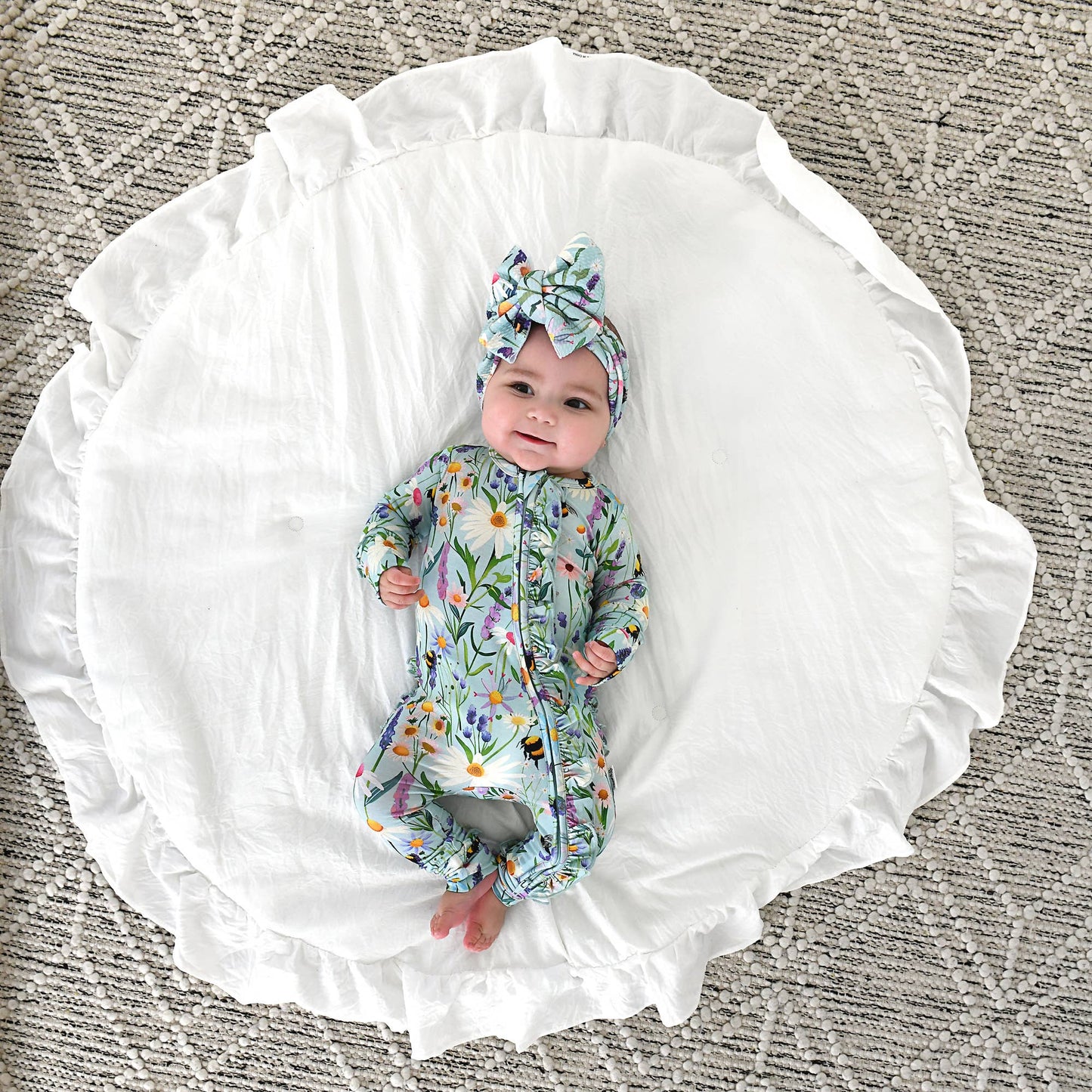 Bumble Ruffle Bamboo Zip Romper | Gigi & Max