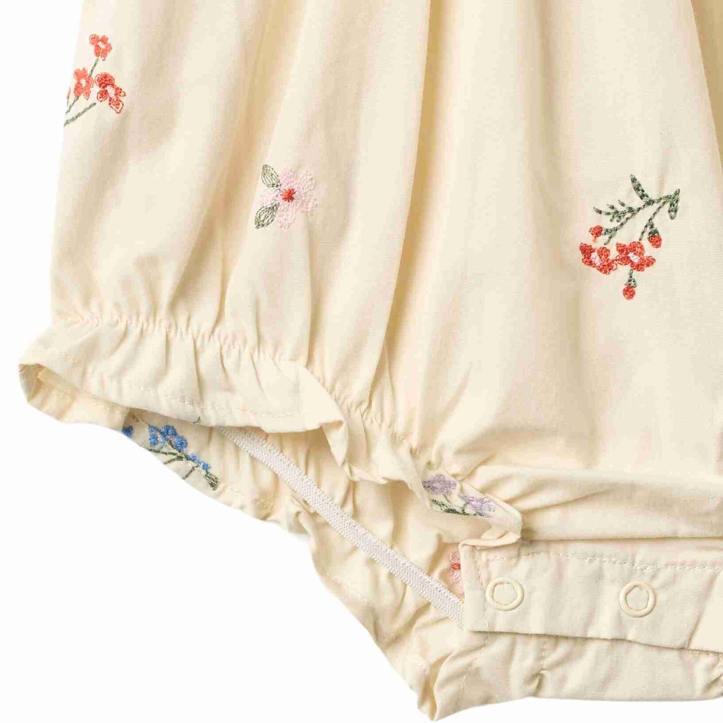 Ivory Embroidery Flowers Margit Bubble Romper | Wheat