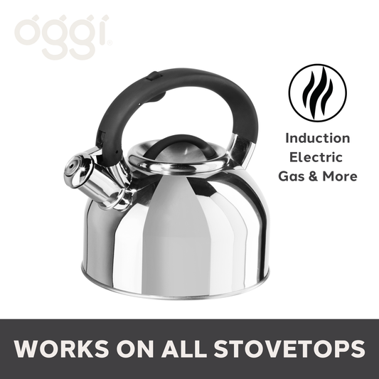 Stainless Steel Whistling Tea Kettle (1.9 lt, 64 oz) | Oggi