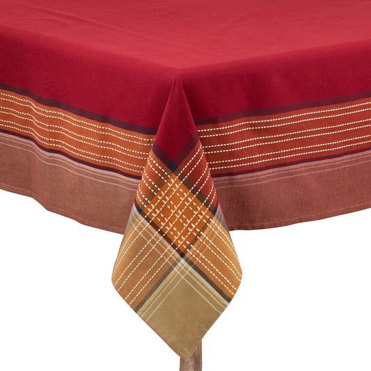 Plaid Border Square Tablecloth | Saro Lifestyle