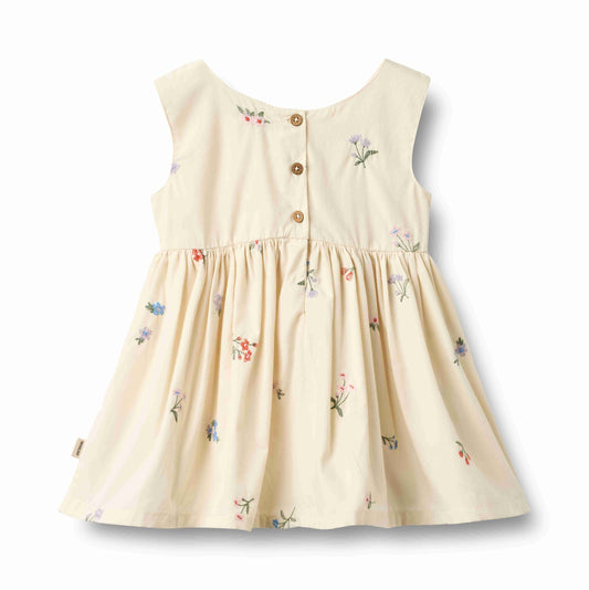 Ivory Embroidered Flowers Sienna Pinafore Dress | Wheat
