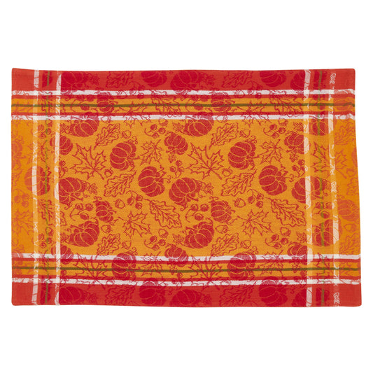 Pumpkin and Leaf Jacquard Placemats | Saro Lifestyle