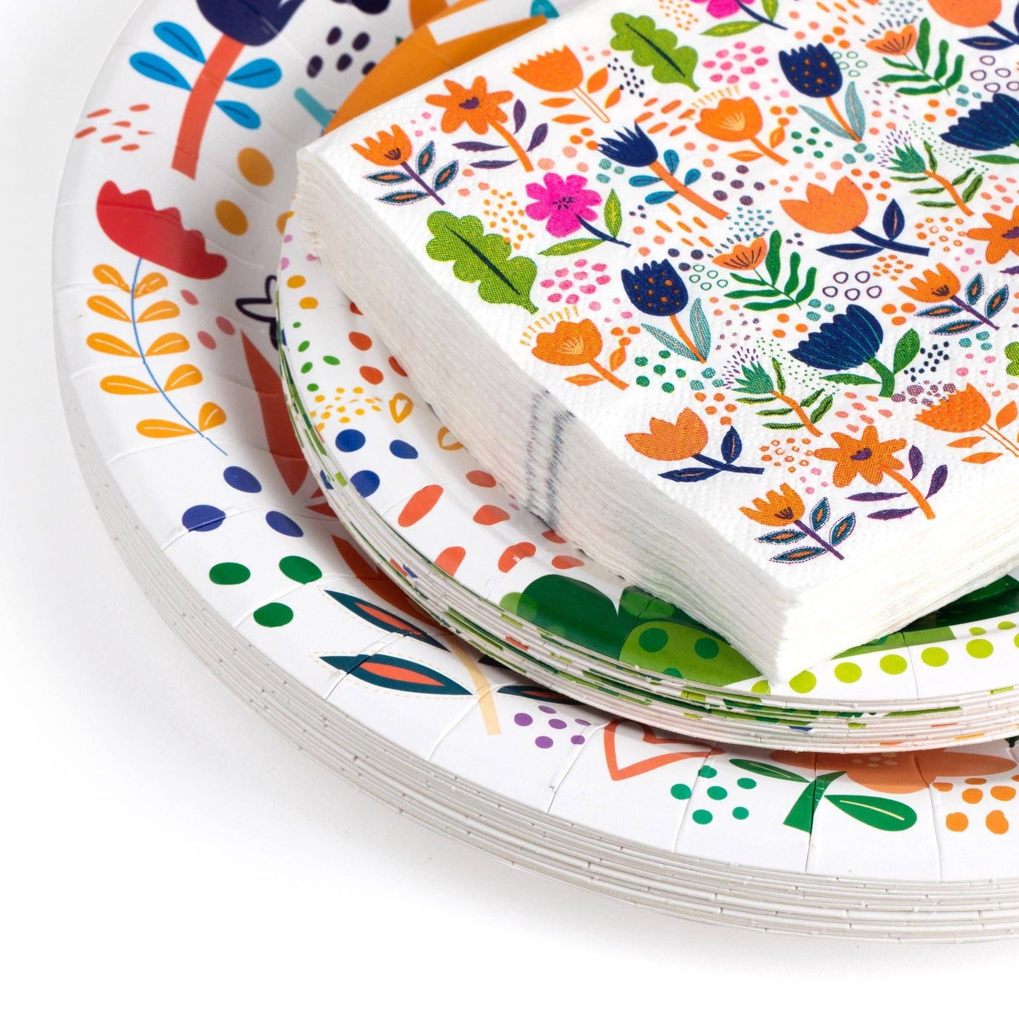 "Blossoming Medley" 80 Piece Paper Plate & Napkin Set | Fabuplates