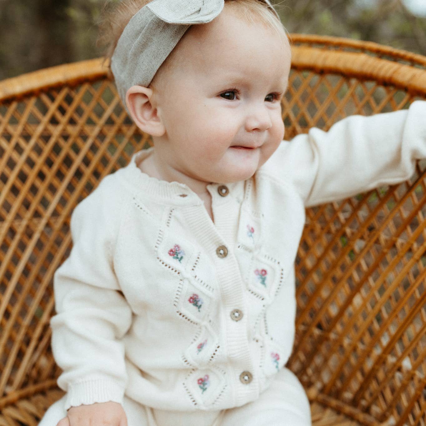 Floral Pointelle Cardigan | Viverano Organics