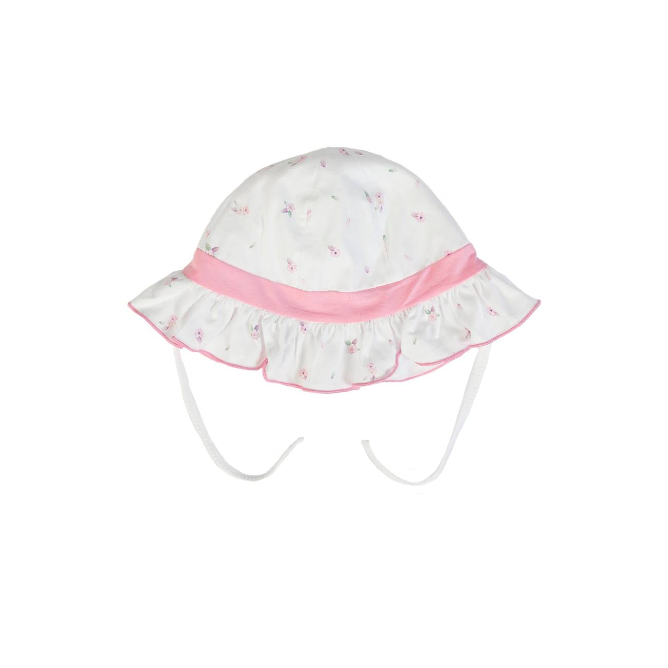 Organic Hat White Pink Flowers | FS Baby