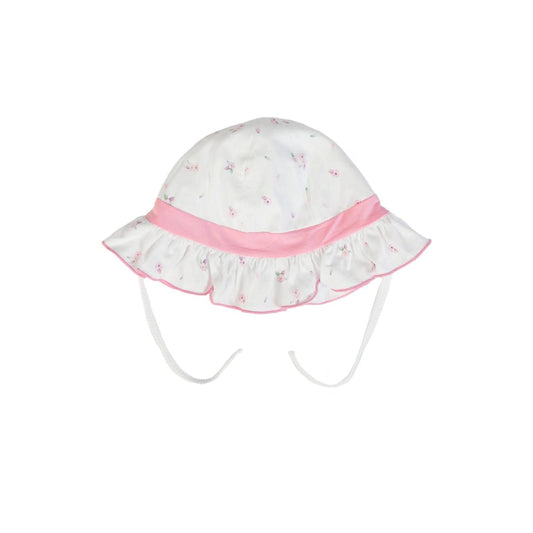 Organic Hat White Pink Flowers | FS Baby