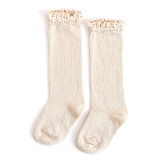 Vanilla Lace Top Knee High Socks | Little Stocking Co.