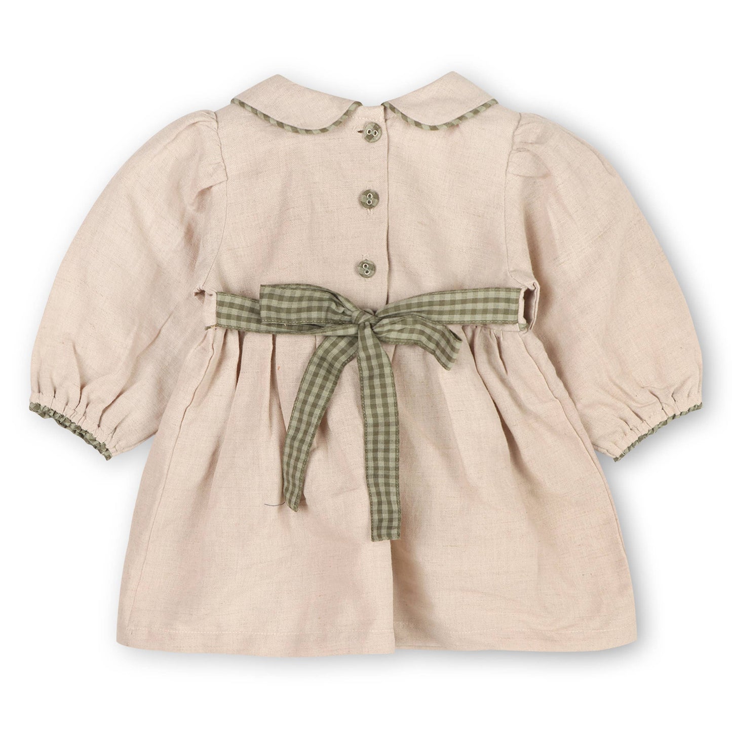 Floral Linen Peter Pan Baby Dress & Bloomer | Viverano Organics