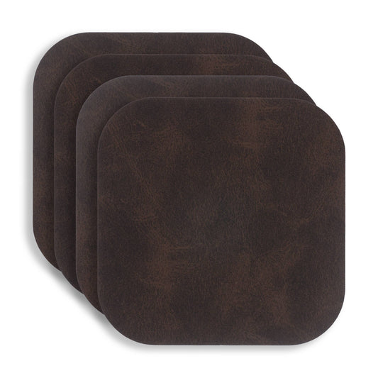 Santiago Faux Leather Coasters - Set Of 4 | KAF Home Coasters