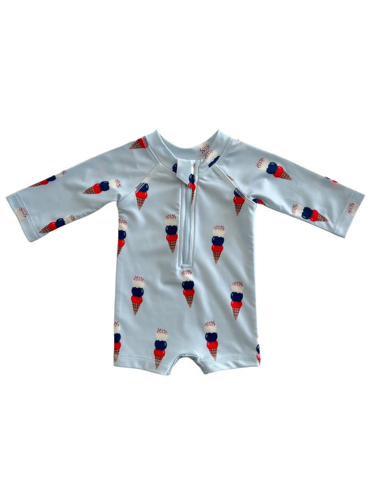 Blue Ice Cream Rashguard Swimsuit UPF 50+ | SIIX