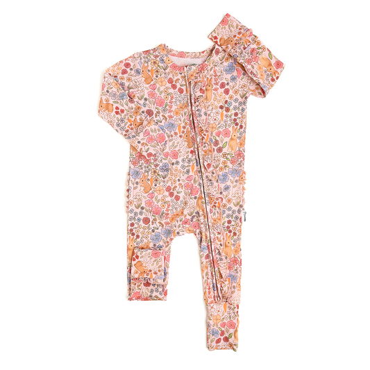 Meadow Floral Bunny Ruffle Zip Romper | Gigi & Max