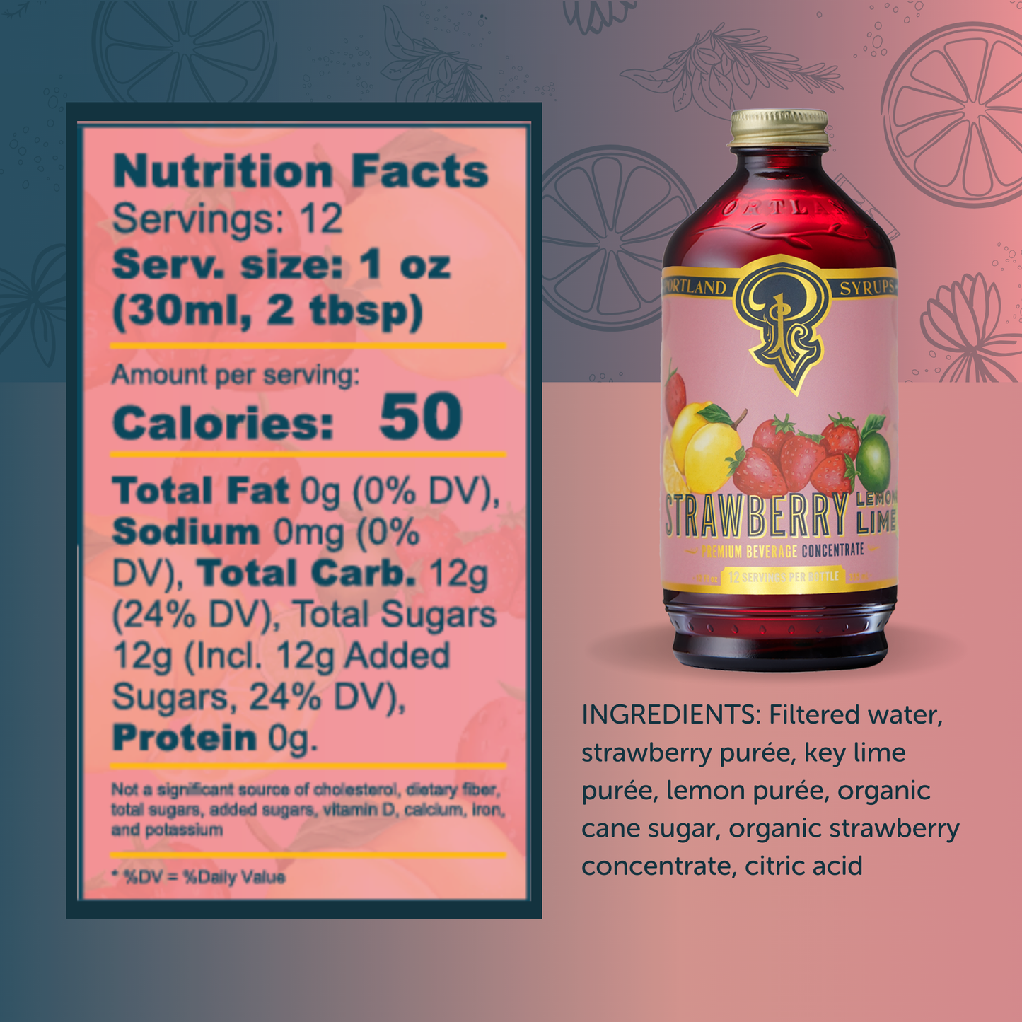 Strawberry Lemon Lime Simple Syrup - 12 oz | Portland Syrups