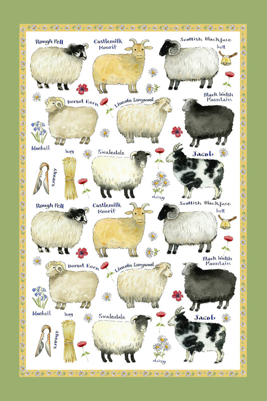 Sheep Breeds Cotton Tea Towel | Samuel Lamont